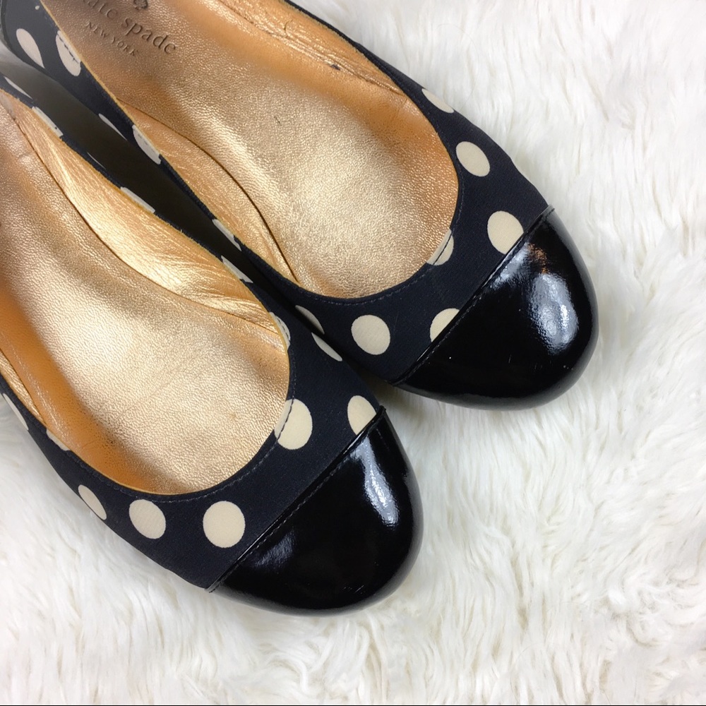 Kate Spade Hailey Too Black Polka Dot Cap Toe Flat